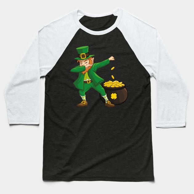 Dabbing Leprechaun St. Patricks Day Baseball T-Shirt by trendingoriginals